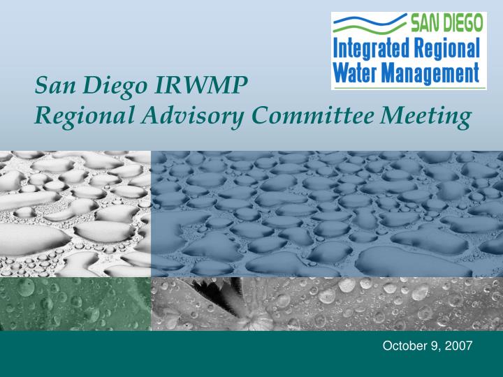 san diego irwmp regional advisory committee meeting