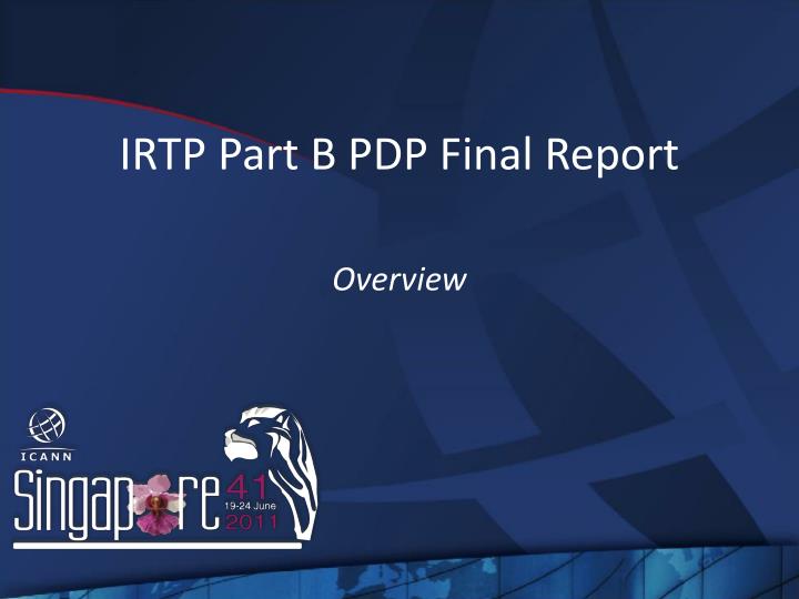 irtp part b pdp final report