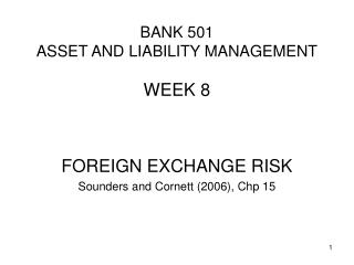 BANK 501 ASSET AND LIABILITY MANAGEMENT