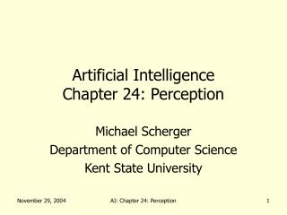 Artificial Intelligence Chapter 24: Perception
