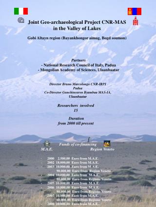 Joint Geo-archaeological Project CNR-MAS in the Valley of Lakes