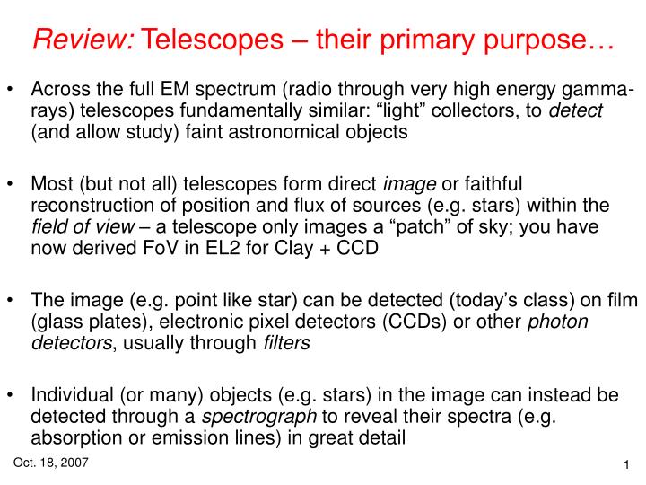 review telescopes their primary purpose