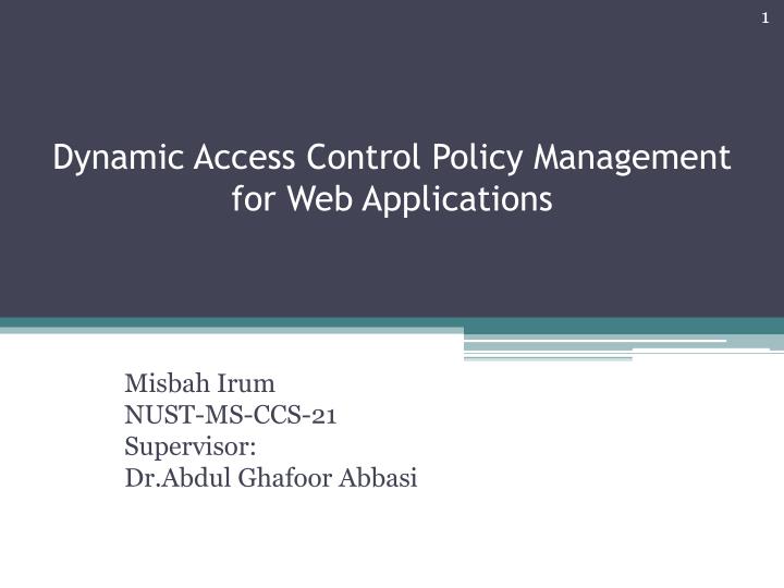 dynamic access control policy management for web applications