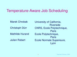 Temperature-Aware Job Scheduling