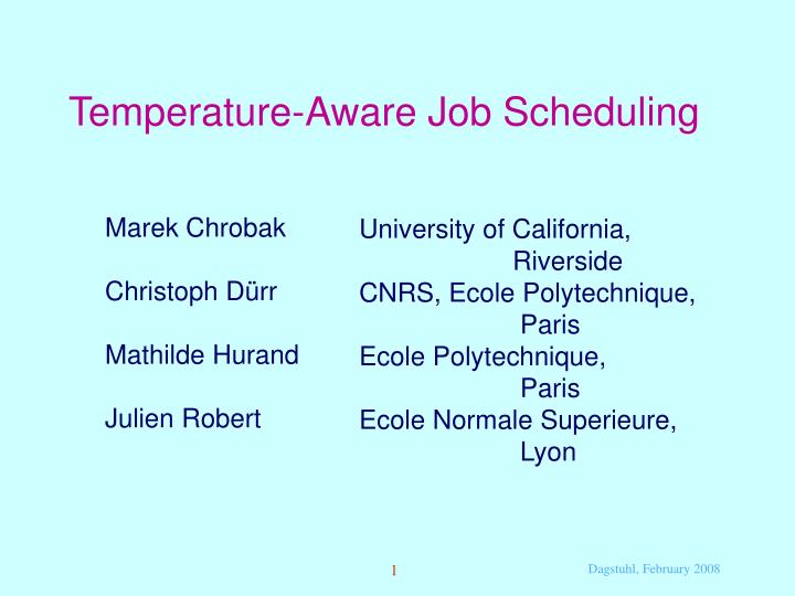 temperature aware job scheduling