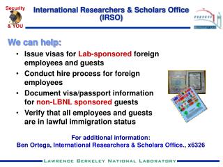 International Researchers &amp; Scholars Office (IRSO)