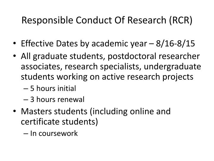 responsible conduct of research rcr