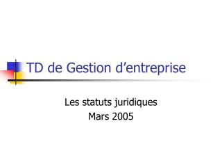 td de gestion d entreprise