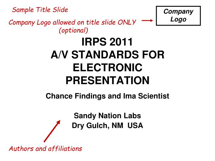 irps 2011 a v standards for electronic presentation