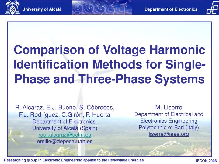 comparison of voltage harmonic identification methods for single phase and three phase systems