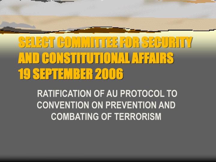 select committee for security and constitutional affairs 19 september 2006