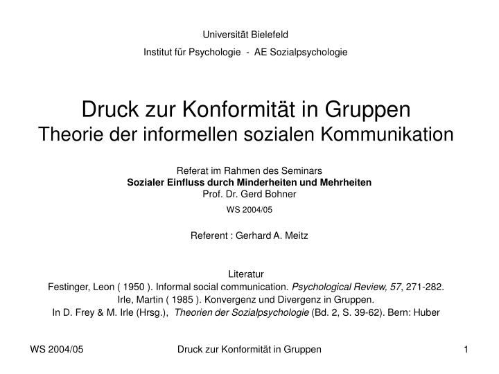 druck zur konformit t in gruppen theorie der informellen sozialen kommunikation