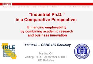 Martina Ori Visiting Ph.D. Researcher at IRLE UC Berkeley