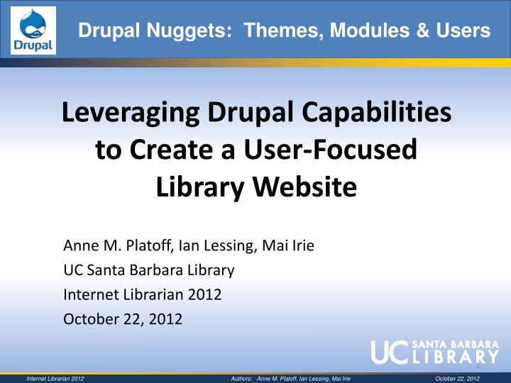 leveraging drupal capabilities to create a user focused library website
