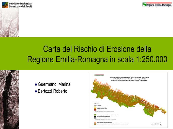 carta del rischio di erosione della regione emilia romagna in scala 1 250 000