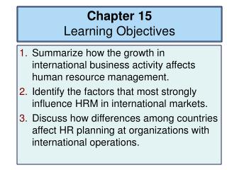 Chapter 15 Learning Objectives