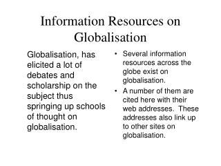 Information Resources on Globalisation