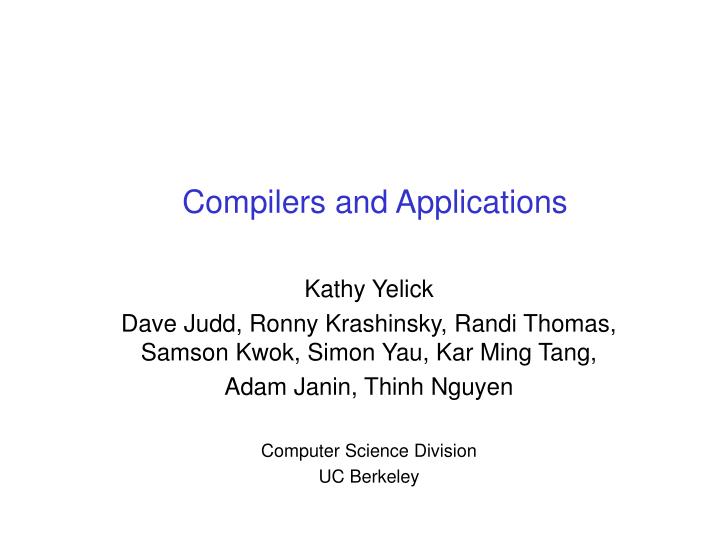 compilers and applications