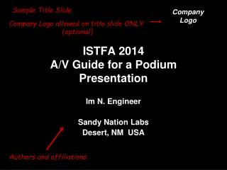 ISTFA 2014 A/V Guide for a Podium Presentation