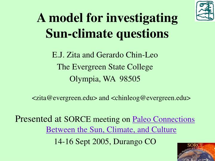 a model for investigating sun climate questions