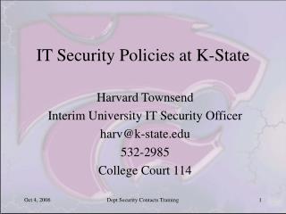 IT Security Policies at K-State