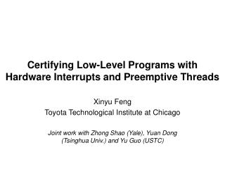 Certifying Low-Level Programs with Hardware Interrupts and Preemptive Threads