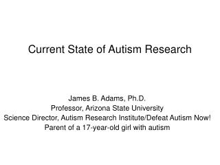 Current State of Autism Research