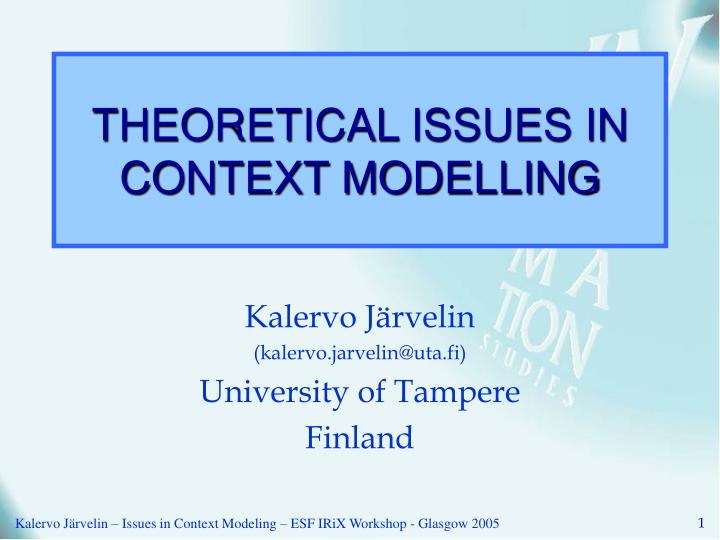 theoretical issues in context modelling