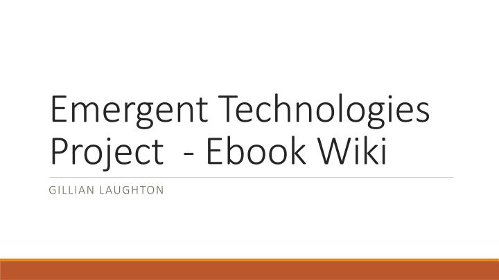 emergent technologies project ebook wiki