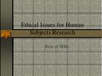 Ethical Issues for Human Subjects Research - slide 1