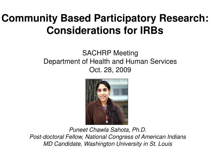 community based participatory research considerations for irbs