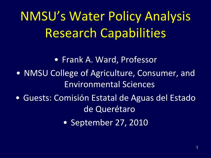 nmsu s water policy analysis research capabilities