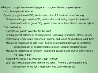 What you can get from measuring gas exchange of leaves on green plants