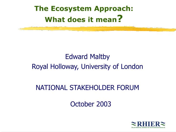 the ecosystem approach what does it mean