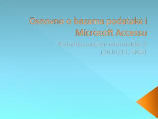 osnovno o bazama podataka i microsoft accessu