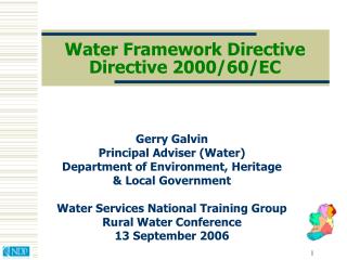 Water Framework Directive Directive 2000/60/EC