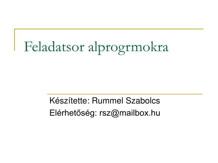 feladatsor alprogrmokra