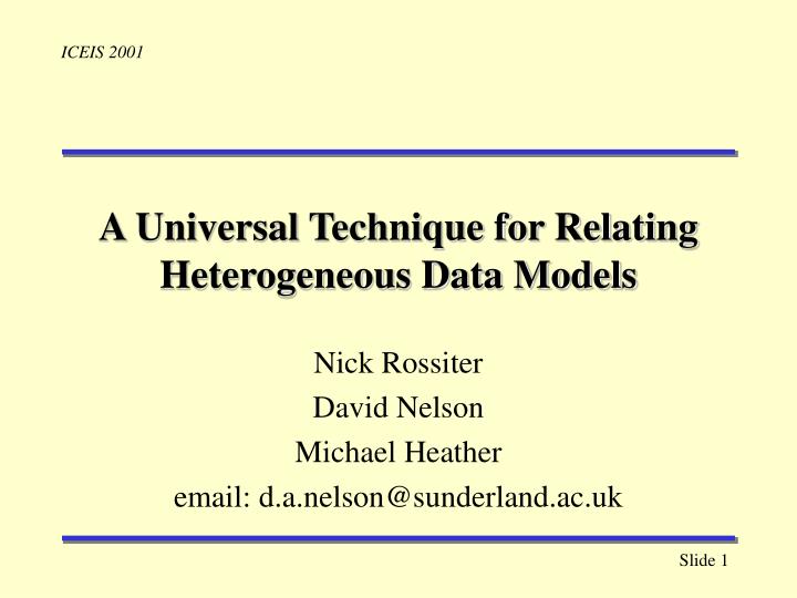 a universal technique for relating heterogeneous data models