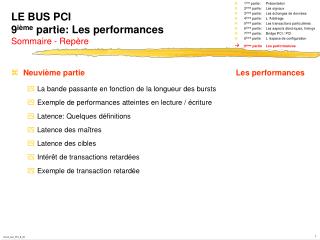 le bus pci 9 i me partie les performances sommaire rep re