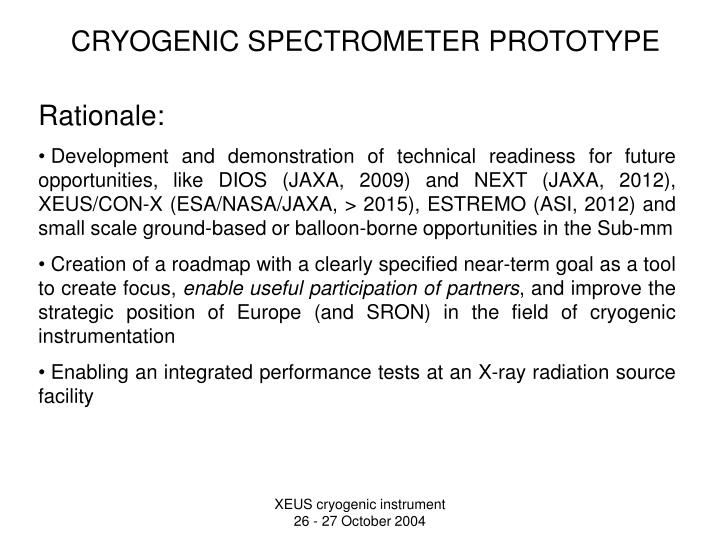 cryogenic spectrometer prototype