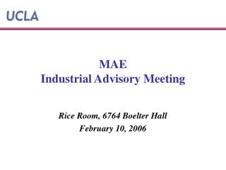 MAE Industrial Advisory Meeting