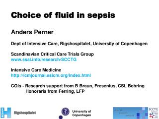 Choice of fluid in sepsis