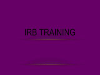IRB Training