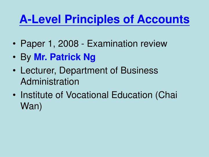 a level principles of accounts