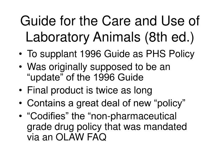 guide for the care and use of laboratory animals 8th ed