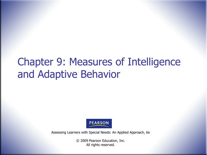 chapter 9 measures of intelligence and adaptive behavior