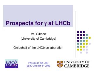Prospects for g at LHCb