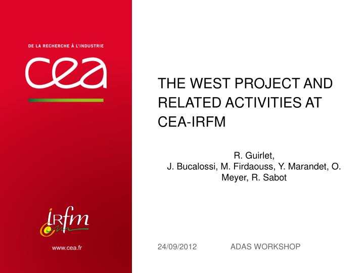the west project and related activities at cea irfm