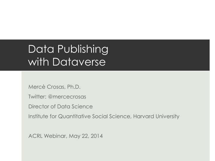 data publishing with dataverse