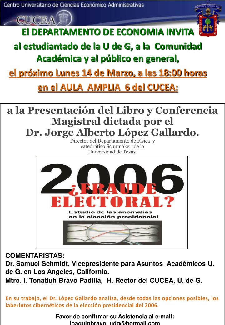 lunes 14 de marzo 6pm aula amplia 6 cucea